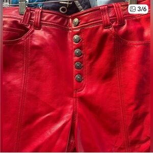 Cinq à Sept Red Leather Pants
